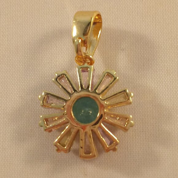 18K Yellow Gold Filled Sunflower Sea Blue Diamond Zircon Necklace Pendant Gift - Picture 3 of 5